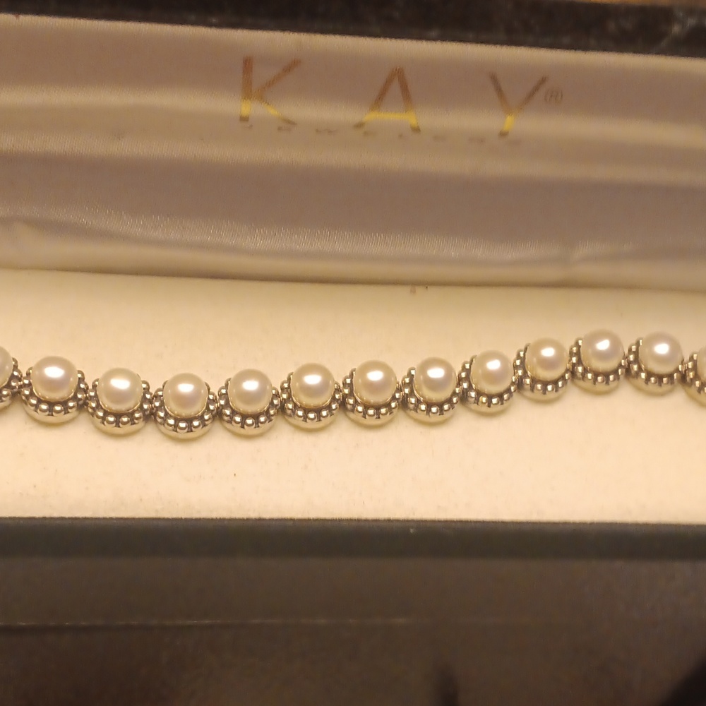 HONORA 925 Pallini Bracelet BUTTON Pearls 7.5 Inche NWT